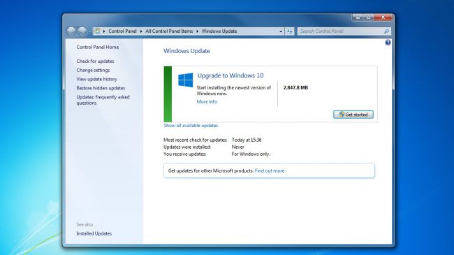 Proceso histórico de actualización de Windows 10