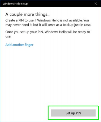 Validación de PIN para configurar huella