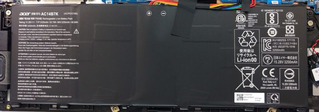 Batería interna de Acer Swift 3 SF314-56