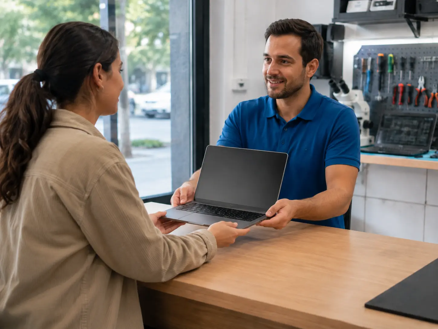 Entrega de una notebook reparada