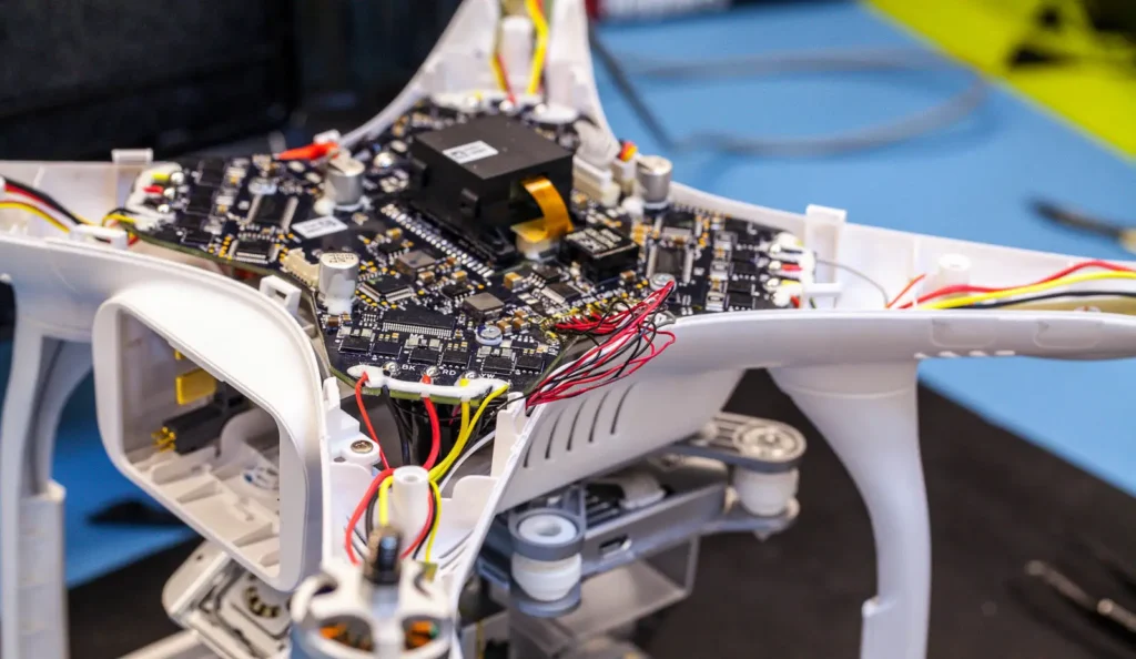 Conjunto de gimbal del DJI Mavic Air 2 durante la reparación