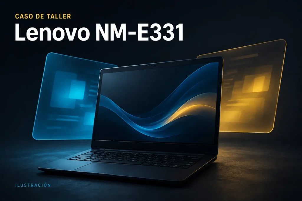 Ilustración conceptual para el caso: Lenovo NM-E331 no arrancaba: diagnóstico del firmware de la placa