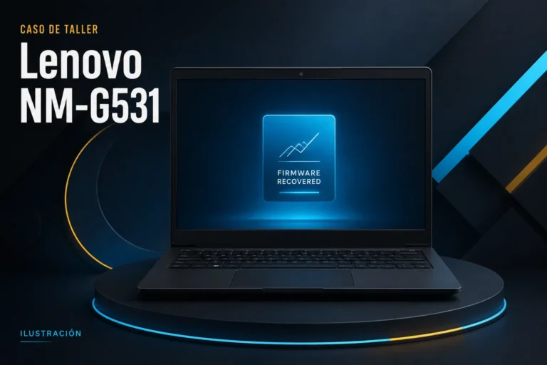 Ilustración conceptual para el caso: Lenovo NM-G531 no encendía después de actualizar el BIOS