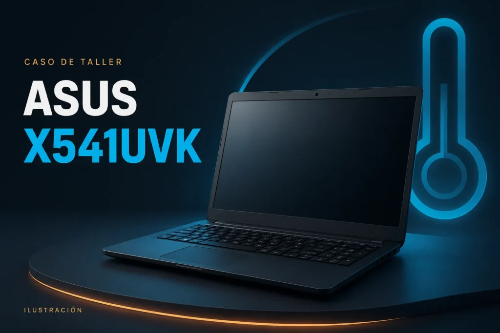 Ilustración conceptual para el caso: ASUS X541UVK: apagados y lectura de temperatura de 0 °C